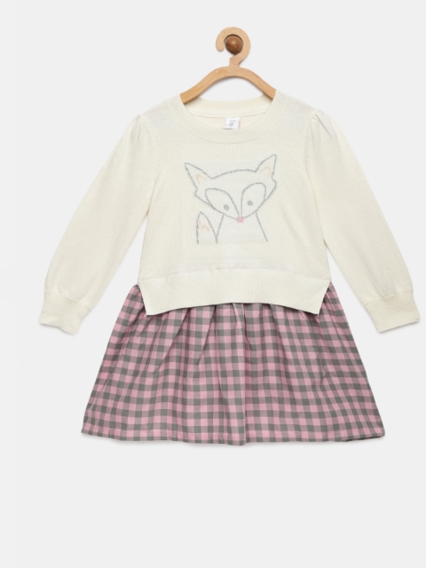 

GAP Baby Girls' Fox Mix-Fabric Dress, Off white