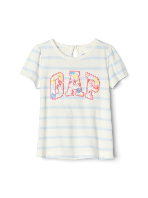

GAP Baby Girls' Stripe Logo T-Shirt, Blue