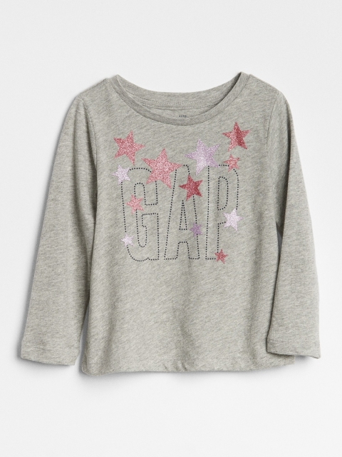 

GAP Baby Girls Grey Graphic Printed Long Sleeve T-Shirt