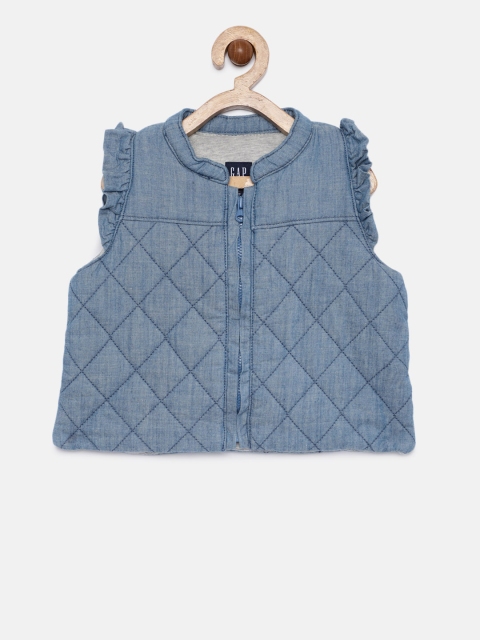 

GAP Baby Girls' Chambray Jersey-Lined Vest, Blue
