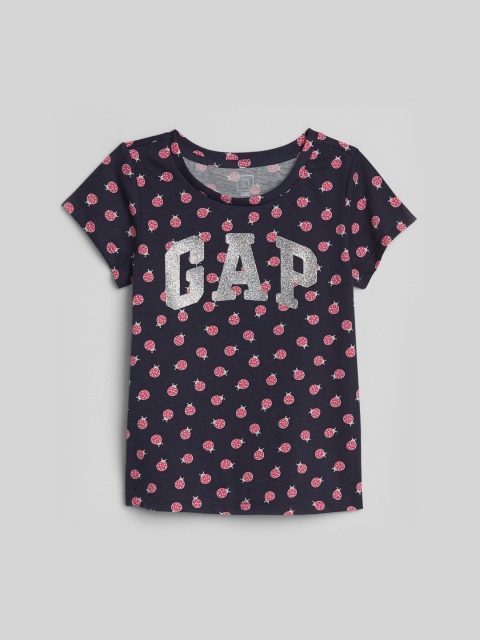 

GAP Girls Blue Printed Round Neck T-shirt