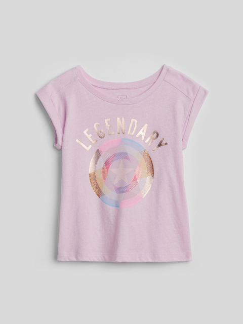

GAP Girls Pink Printed Round Neck T-shirt
