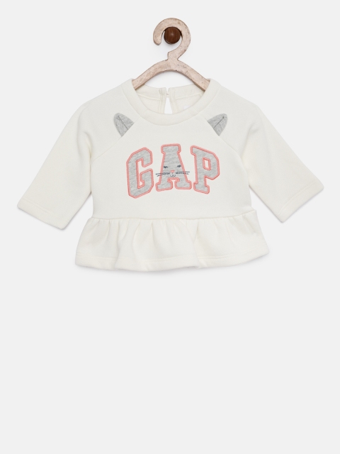 

GAP Baby Girls' Logo Cat Peplum Top, Off white