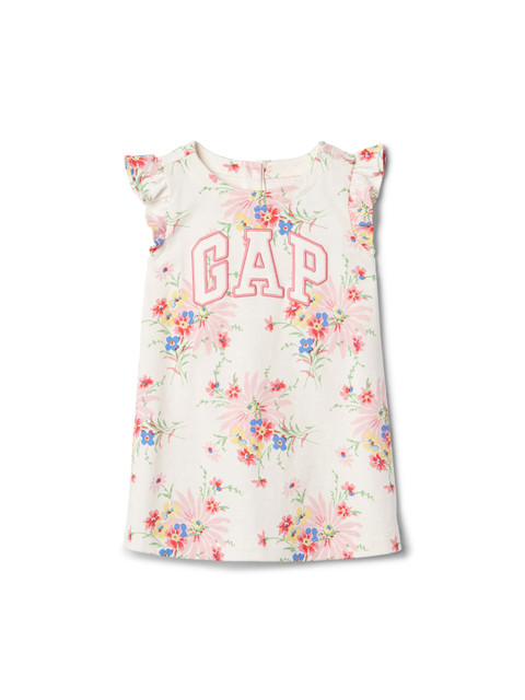 

GAP Off-White Baby Girls' Floral Logo Flutter Dress