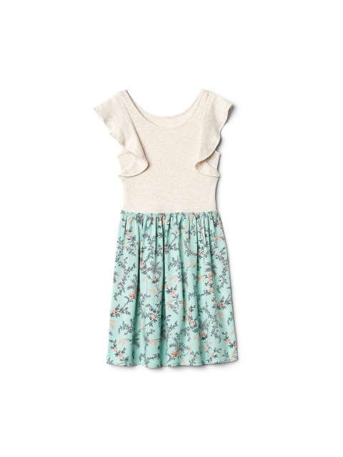 

GAP Girls' Sea Green & Off-White Mix Fabric Flutter Dress