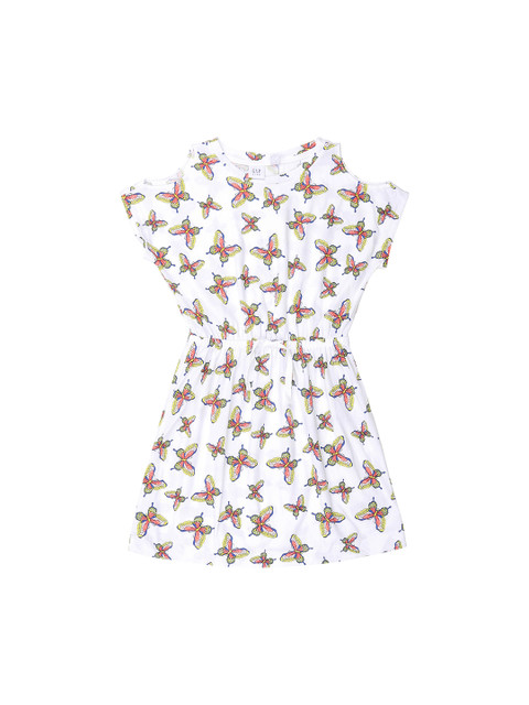 

GAP Girls' White Cold-Shoulder Tie-Waist Dress
