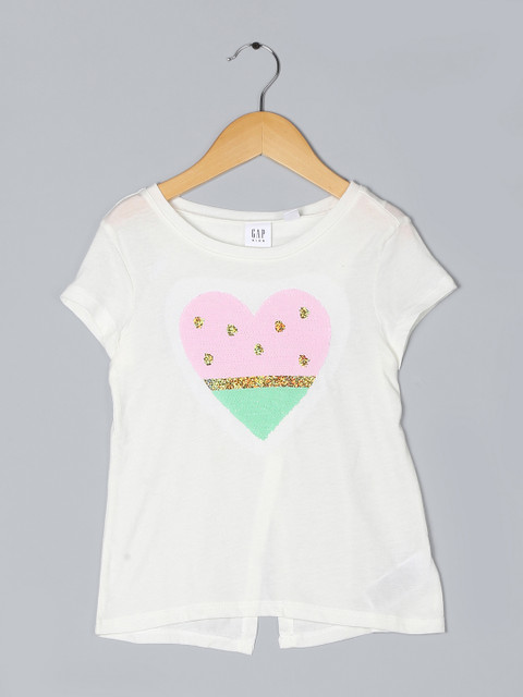 

GAP White Girls' Flippy Sequin T-Shirt, Off white