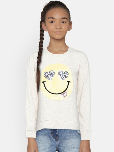 

GAP Girls' Sequin Graphic Pullover Sweater, Cream