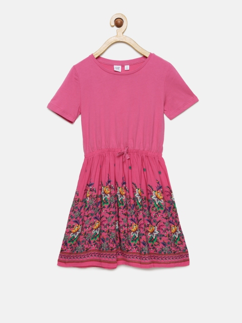 

GAP Girls' Pink Print Mix-Fabric Dress