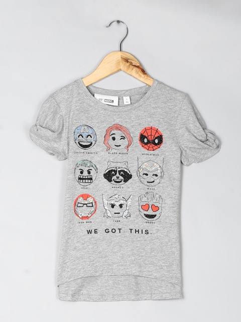 

Gap Girls & Grey Melange Marvel Roll-Sleeve T-Shirt