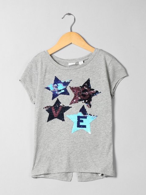 

GAP Girls' Flippy Sequin T-Shirt, Grey melange