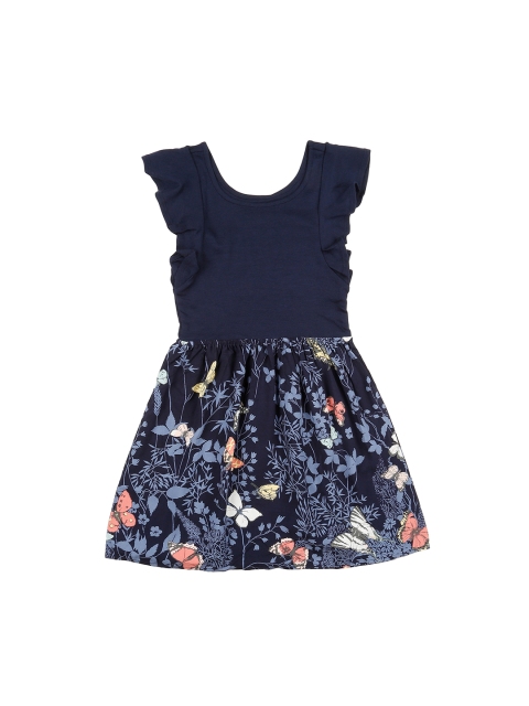

GAP Girls' Navy Blue Mix Fabric Flutter Dress