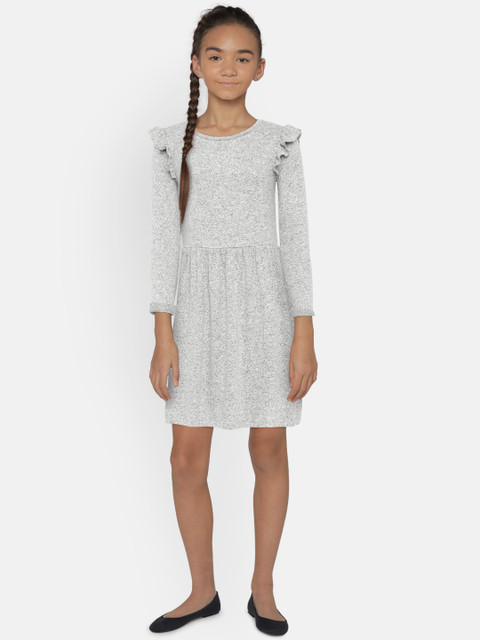 

GAP Girls' Grey Melange Softspun Ruffle Dress