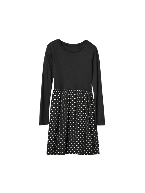 

GAP Black Girls' Polka Dot Mix-Fabric Dress