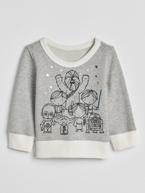 

GAP Boys Grey Melange Star Wars Printed Sweater