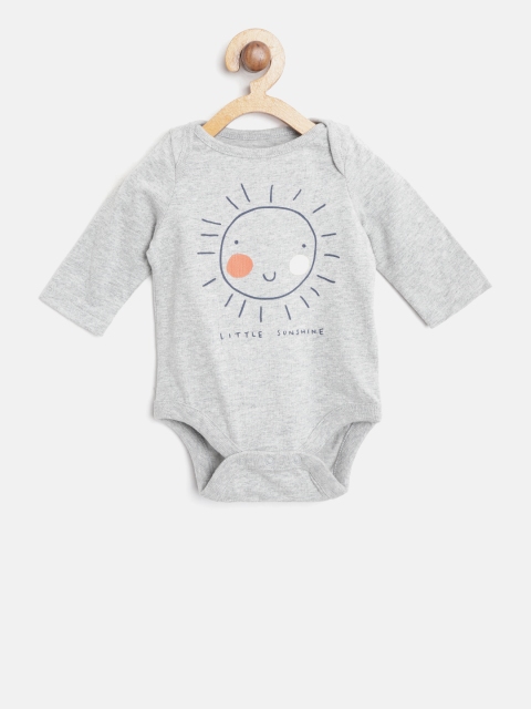 

GAP Baby Boys Grey Melange Sunshine Graphic Long Sleeve Bodysuit