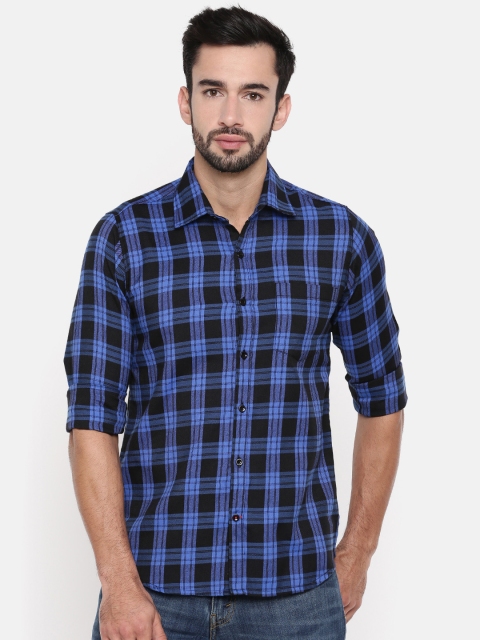 

Cross Court Men Blue & Black Slim Fit Checked Casual Shirt
