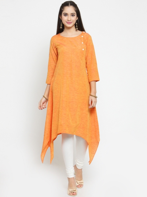 

Jompers Women Orange Solid A-Line Kurta