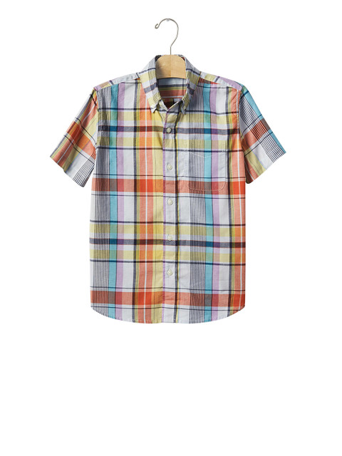 

GAP Boys Multicoloured Regular Fit Checked Casual Shirt, Multi