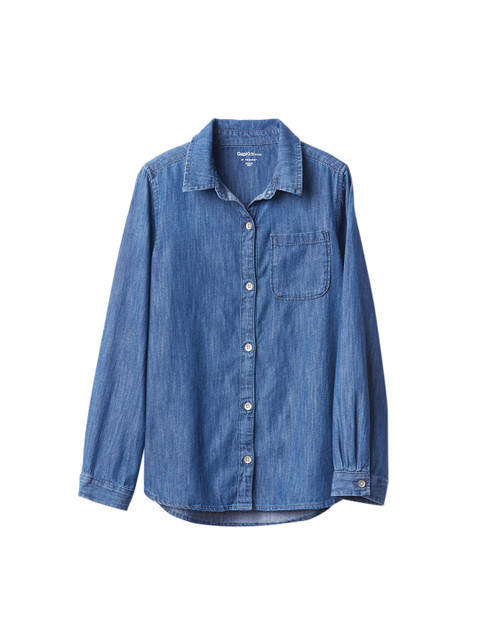 

GAP Girls Blue Regular Fit Solid Casual Shirt
