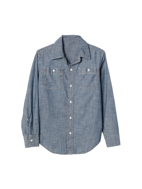 

GAP Boys Blue Regular Fit Solid Chambray Shirt