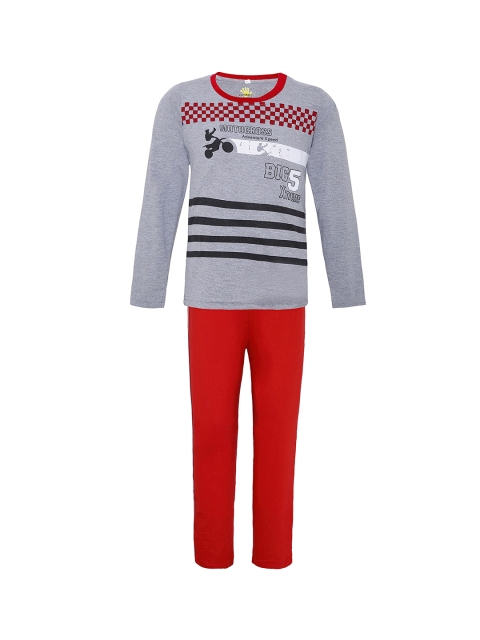 

Punkster Boys Grey Printed Night suit
