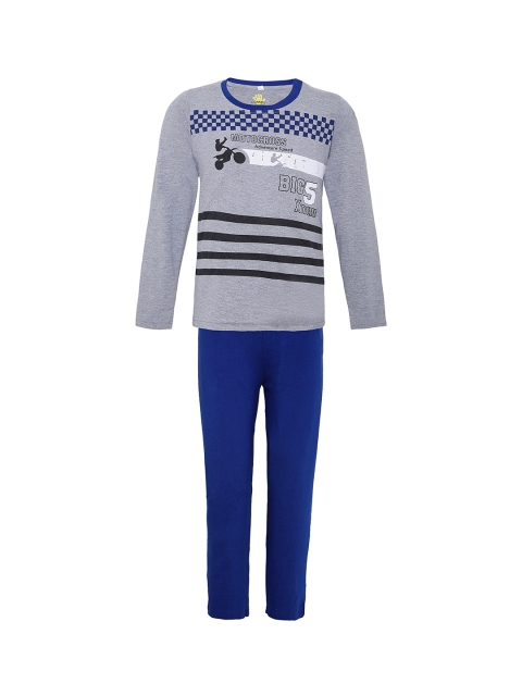 

Punkster Boys Grey Printed Night suit