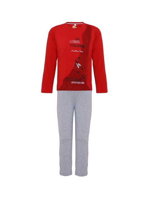 

Punkster Boys Red Printed Night suit