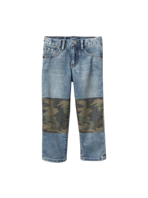 

GAP Boys Blue & Olive Green Slim Fit Mid-Rise Clean Look Colourblocked Jeans