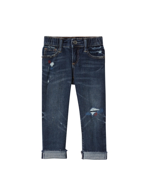 

GAP Boys Navy Blue Slim Fit Mid-Rise Low Distress Stretchable Jeans