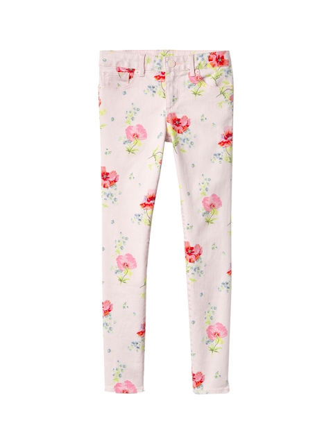 

GAP Girls Off-White & Pink Skinny Fit Mid-Rise Clean Look Jeans