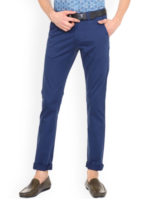 

Peter England Casuals Men Navy Blue Slim Fit Solid Regular Trousers