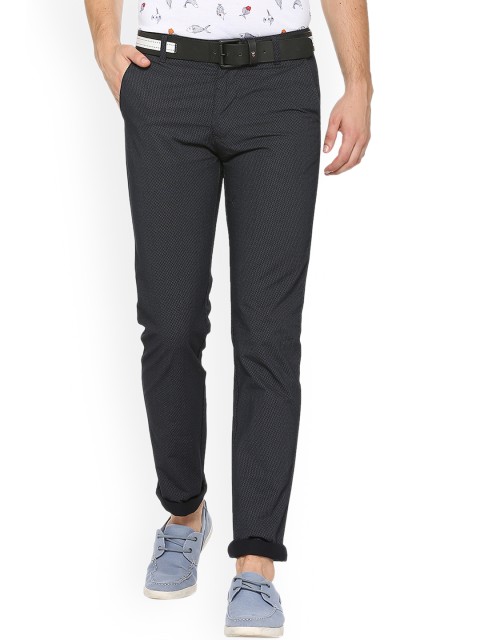 

Peter England Casuals Men Charcoal Grey Slim Fit Printed Chinos