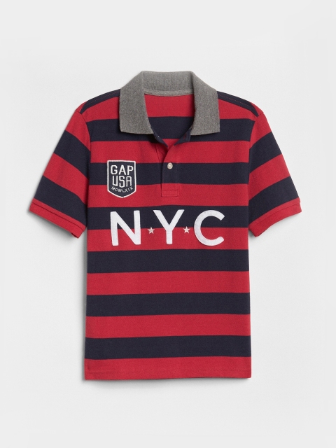 

GAP Boys Red Striped Polo Collar T-shirt