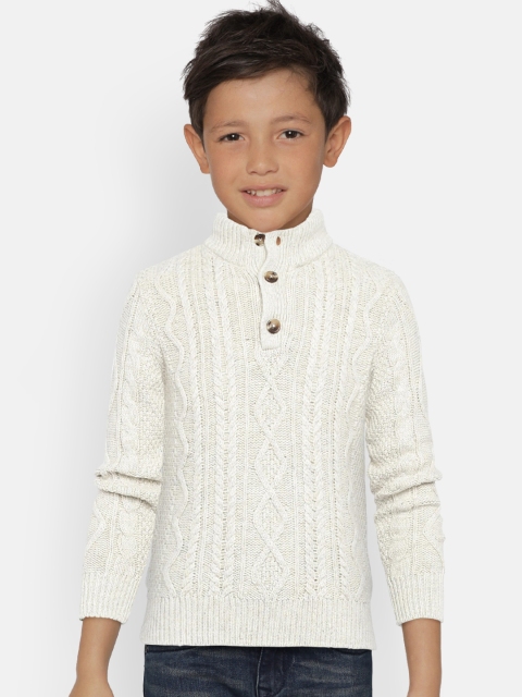 

GAP Boys' Off-White Cable-Knit Henley Sweater