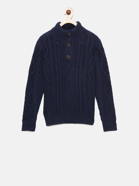 

GAP Boys' Navy Cable-Knit Henley Sweater, Navy blue