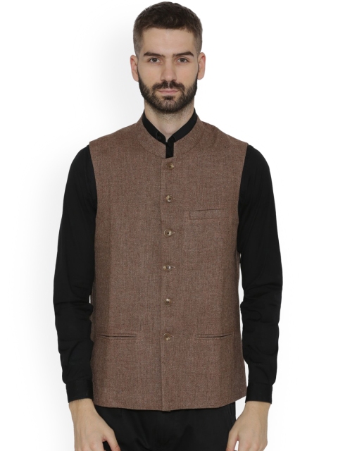 

NEUDIS Men Brown Self-Design Woollen Nehru Jacket