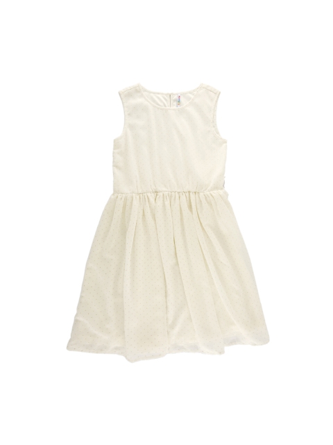 

POPPERS by Pantaloons Girls Off-White Embellished Fit and Flare Dress