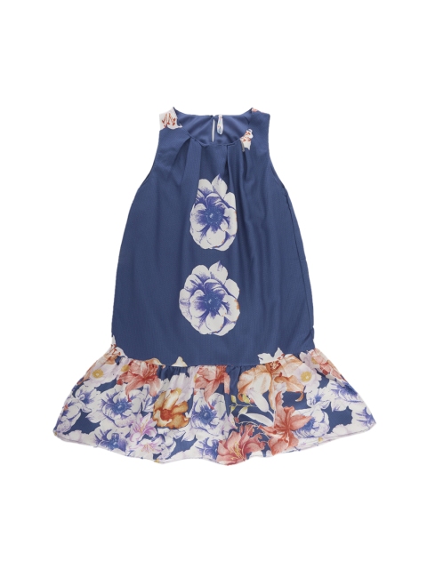 

POPPERS by Pantaloons Girls Blue Printed Drop-Waist Dress