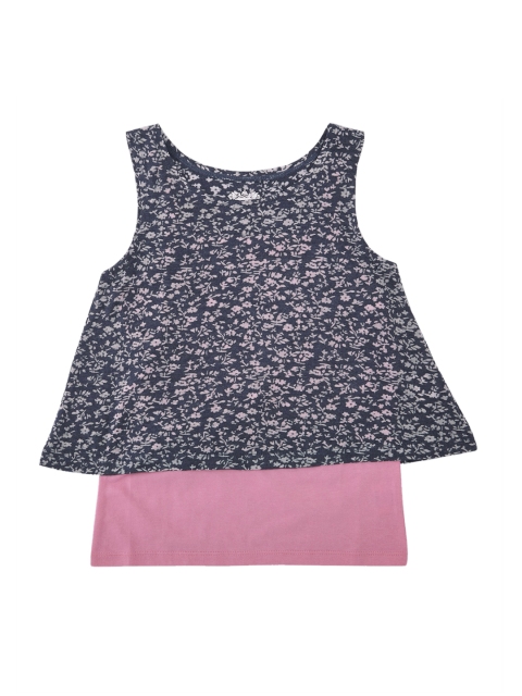 

CHALK by Pantaloons Girls Navy Blue Printed Boat Neck T-shirt
