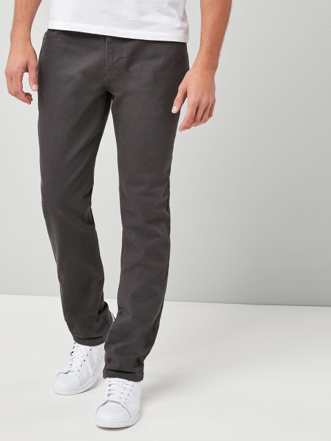 

next Men Charcoal Slim Fit Mid-Rise Clean Look Stretchable Jeans