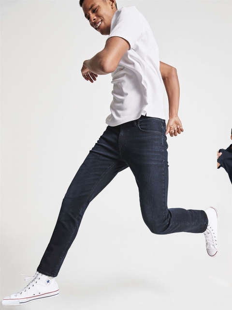 

next Men Blue Slim Fit Mid-Rise Low Distress Stretchable Jeans