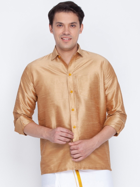 

VASTRAMAY Men Gold-Toned Smart Regular Fit Solid Casual Shirt