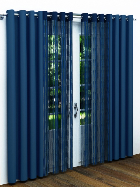 

Story@home Blue Sheer 4 Pc Door Curtains, Navy blue