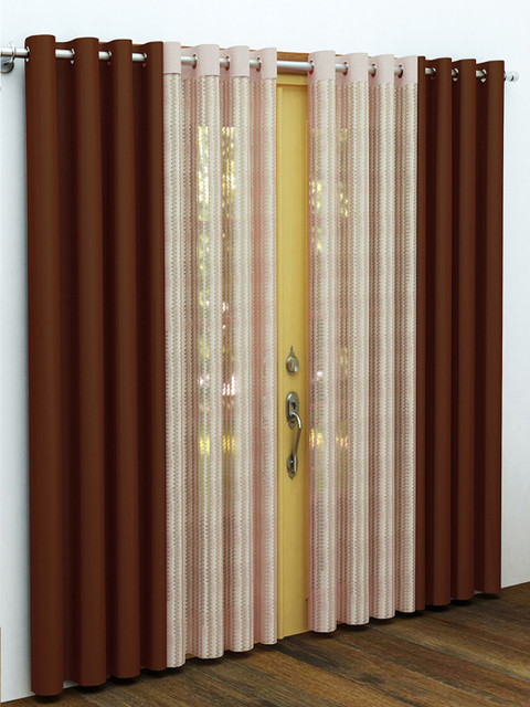 

Story@home Brown & Pink Set of 4 Door Curtains