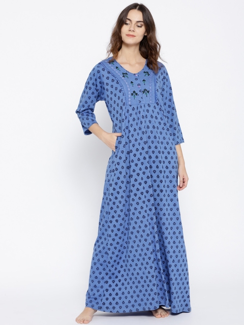 

Sweet Dreams Blue Floral Printed Maxi Nightdress