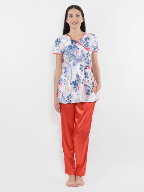 

Sweet Dreams Women Blue & Red Printed Night Suit
