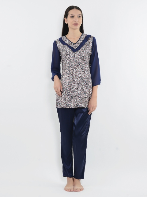 

Sweet Dreams Women Navy Blue Printed Night Suit 277778