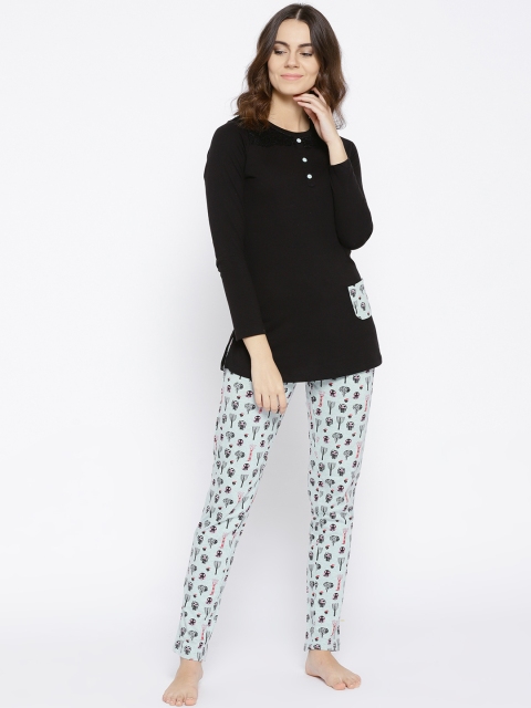 

Sweet Dreams Women Black & Blue Printed Night suit
