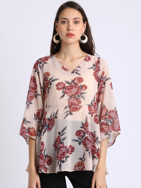 

Besiva Women Beige Printed Empire Top